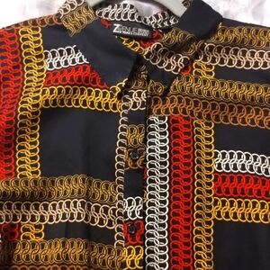 New York & CO 7th Ave Chain Pattern Long Sleeve Button Shirt (SZ L) Great Cond!!